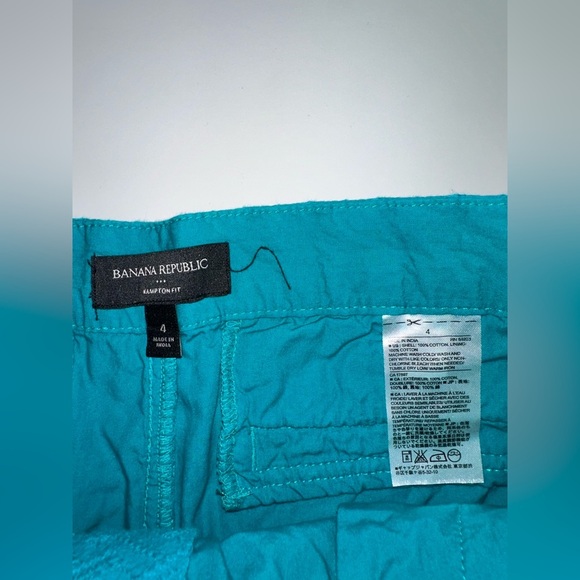 Banana Republic Women’s Shorts Size 4 Hampton Fit Chino Turquoise 100% Cotton - Picture 4 of 7